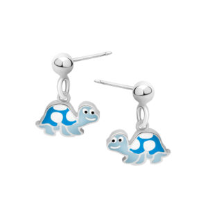 Kolczyki srebrne żółwie z emalią- sztyft