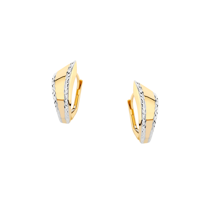 Kolczyki z żółtego i białego złota – diamentowane Kolczyki z żółtego i białego złota – diamentowane
