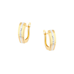 Kolczyki z żółtego i białego złota – diamentowane