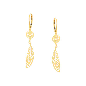 Kolczyki złote ażurowe łapacz snów- lever back