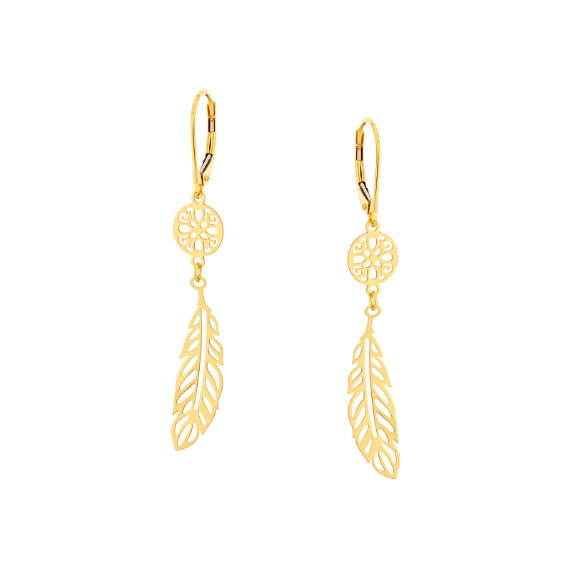 Kolczyki złote ażurowe łapacz snów- lever back Kolczyki złote ażurowe łapacz snów- lever back