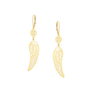 Kolczyki złote ażurowe skrzydła – lever back