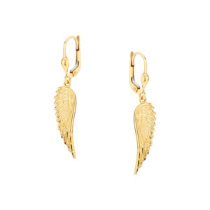 Kolczyki złote diamentowane skrzydła- lever back