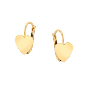 Kolczyki złote gładkie serca Lever back