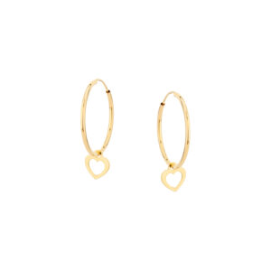 Kolczyki złote koła z sercem