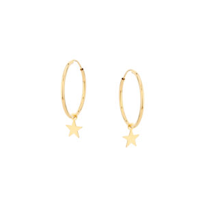 Kolczyki złote koła z wiszącą gwiazdką