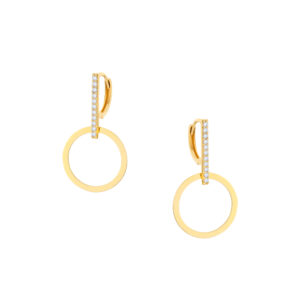 Kolczyki złote kółka z cyrkoniami- lever back