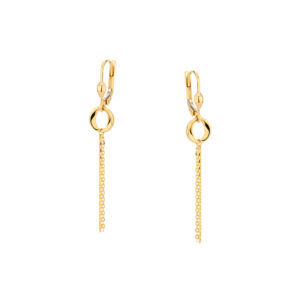 Kolczyki złote kółko i łańcuszki – lever back