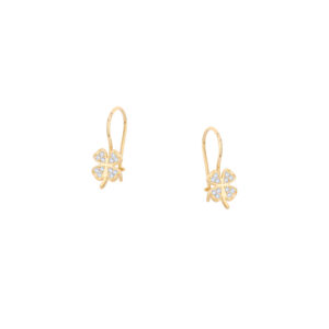 Kolczyki złote koniczynki z cyrkoniami