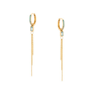 Kolczyki złote łańcuszki z cyrkonią