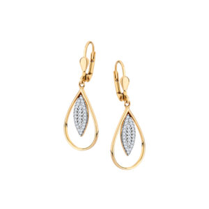 Kolczyki złote łezki z cyrkoniami- lever back