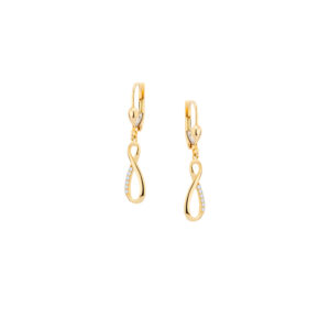 Kolczyki złote nieskończoność z cyrkoniami