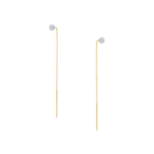 Kolczyki złote przewlekane kulki z cyrkoniami