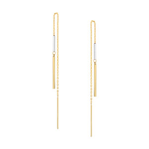 Kolczyki złote przewlekane motyw geometryczny