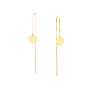 Kolczyki złote przewlekane serca