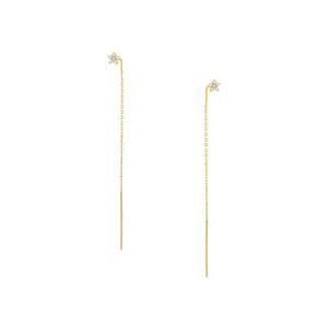 Kolczyki złote przewlekane z cyrkoniami