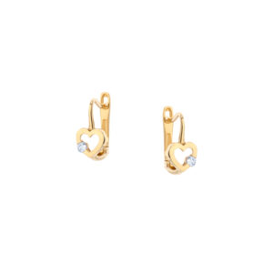 Kolczyki złote serca z cyrkonią