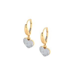 Kolczyki złote serca z cyrkoniami- lever back