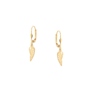 Kolczyki złote skrzydła na zapięciu lever back