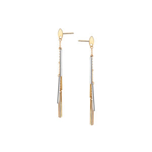 Kolczyki złote wielokolorowe wiszące na sztyfcie