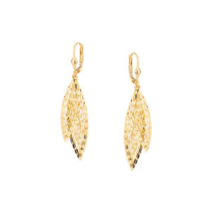 Kolczyki złote wiszące ażurowe liście- Lever back