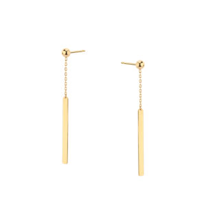 Kolczyki złote wiszące blaszki na łańcuszku