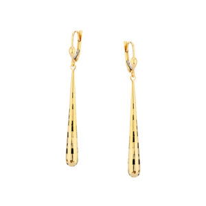 Kolczyki złote wiszące diamentowane sople