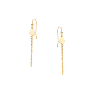 Kolczyki złote wiszące łańcuszki na biglu