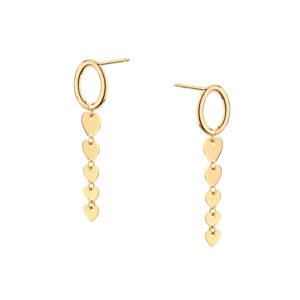 Kolczyki złote wiszące serca