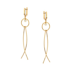 Kolczyki złote wiszące z cyrkonią