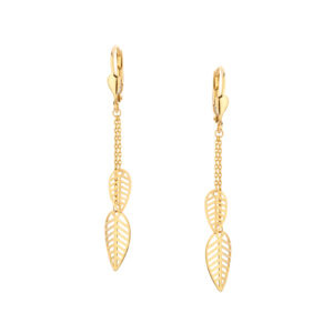 Kolczyki złote wiszące z listkami