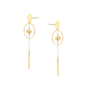 Kolczyki złote wiszące z motywem geometrycznym