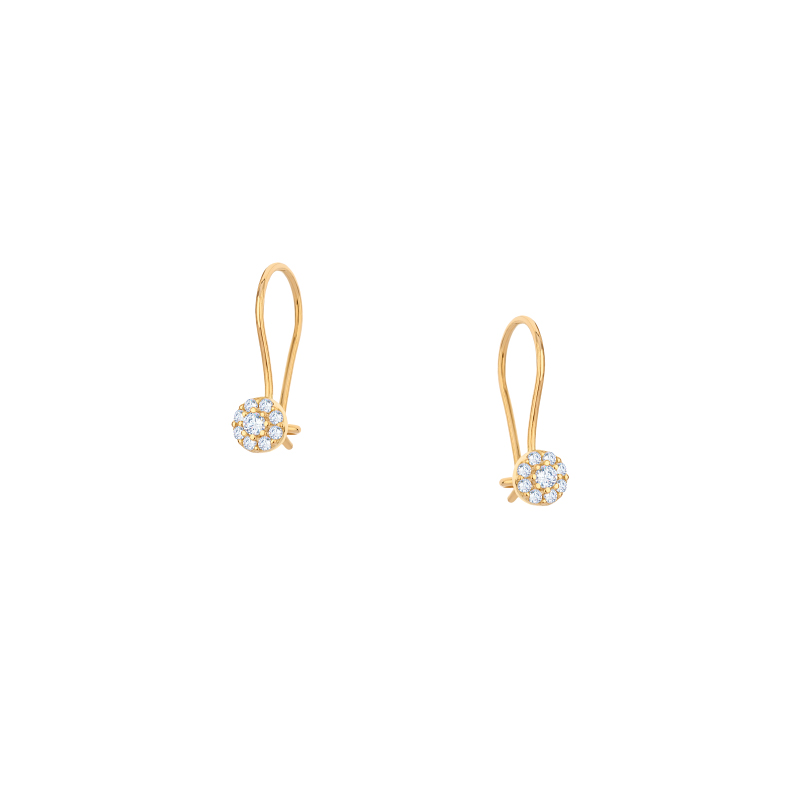 Kolczyki złote z białymi cyrkoniami na biglu Kolczyki złote z białymi cyrkoniami na biglu