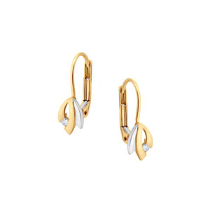 Kolczyki złote z cyrkonią na zapięciu lever back