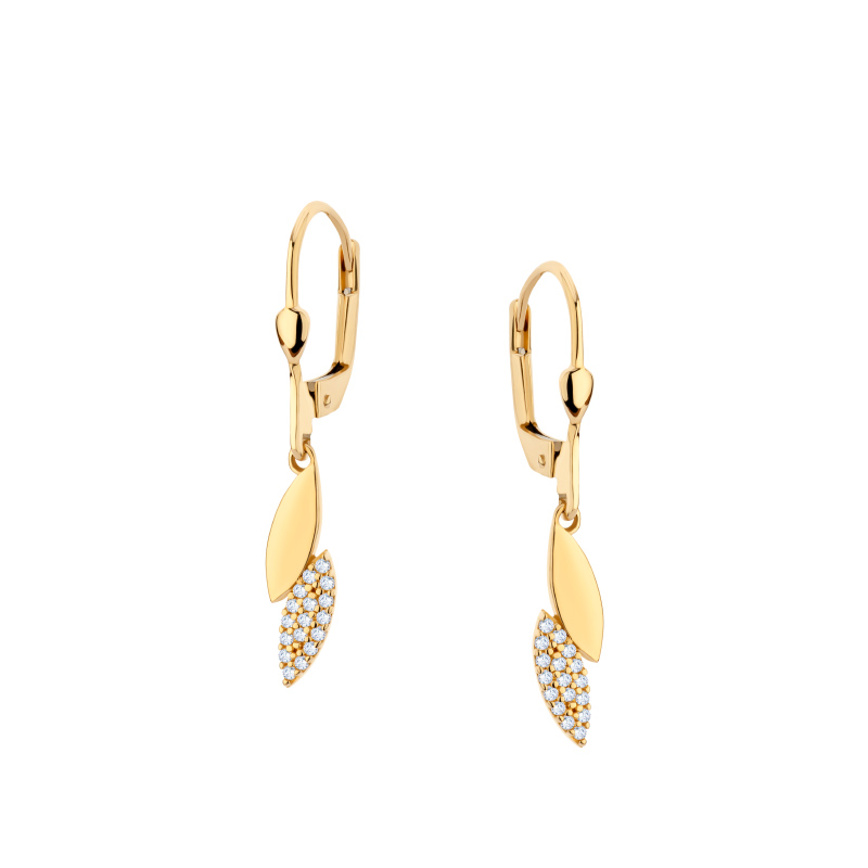 Kolczyki złote z cyrkoniami Lever Back Kolczyki złote z cyrkoniami Lever Back