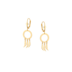 Kolczyki złote z motywem łapacz snów- lever back