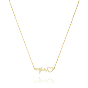 Naszyjnik pozłacany linia życia z sercem