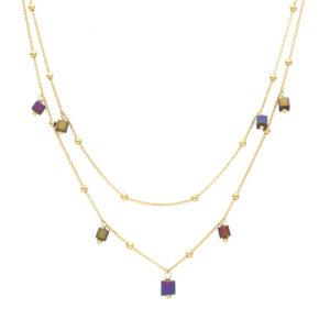 Naszyjnik pozłacany podwójny z hematytami