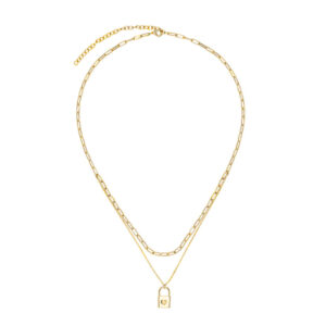 Naszyjnik pozłacany podwójny z kłódką