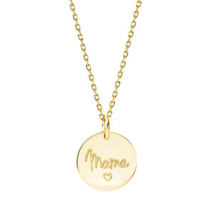 Naszyjnik pozłacany z białym grawerem Mama