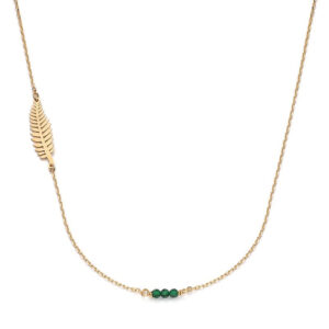 Naszyjnik pozłacany z liściem i spinelami