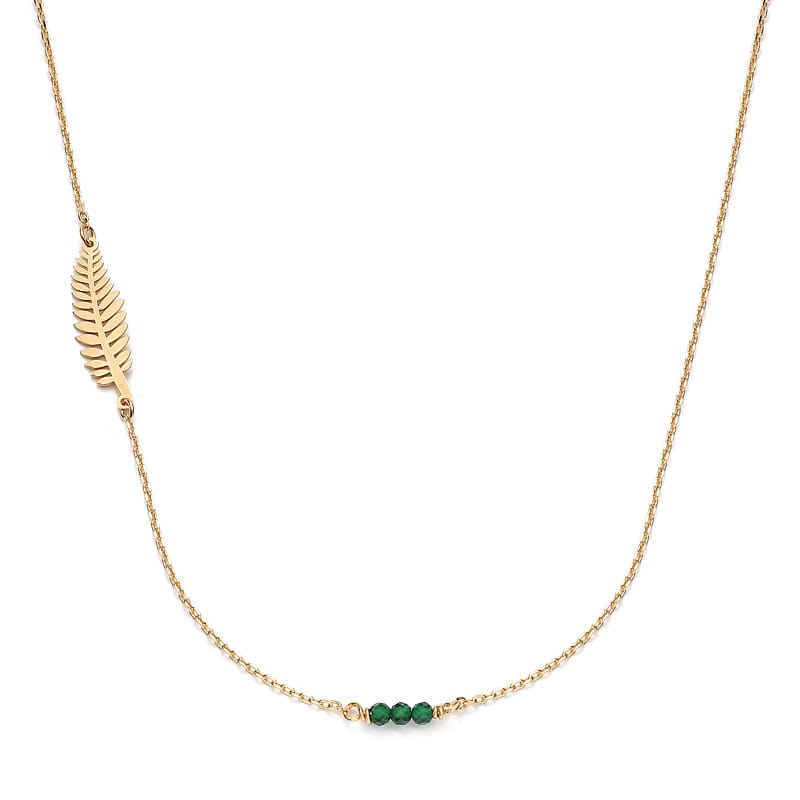 Naszyjnik pozłacany z liściem i spinelami Naszyjnik pozłacany z liściem i spinelami