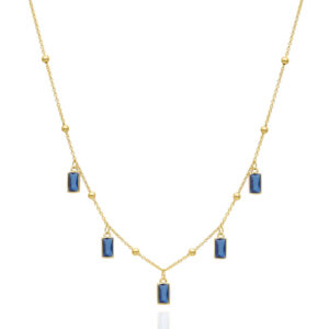 Naszyjnik pozłacany z niebieskimi cyrkoniami
