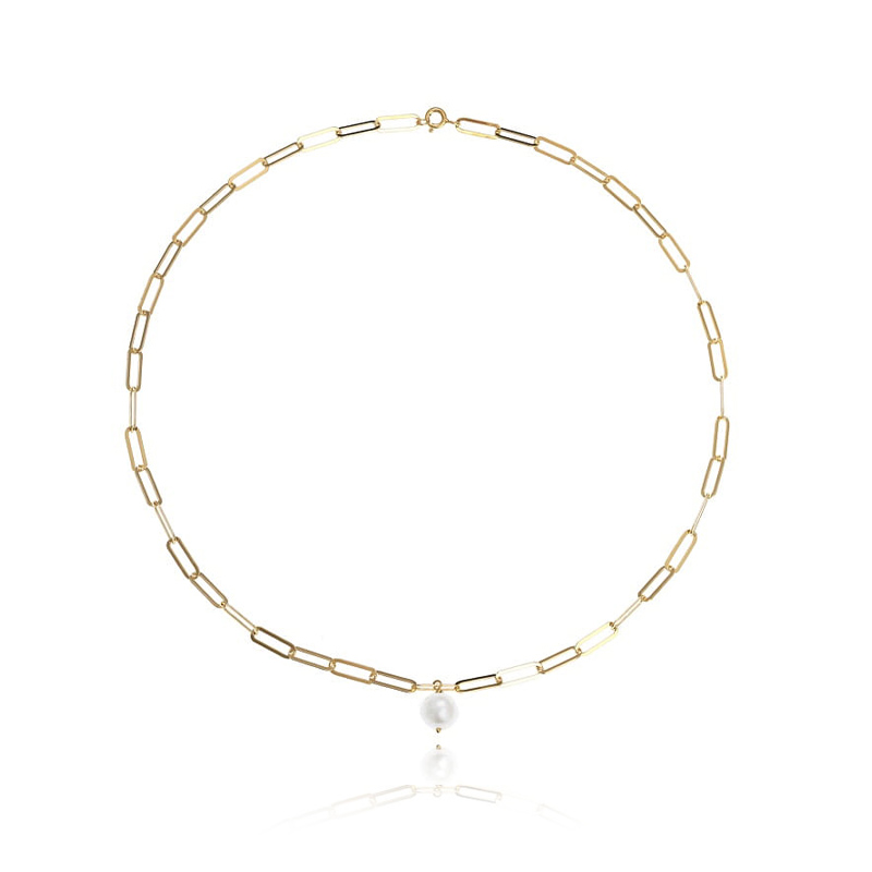 Naszyjnik pozłacany z perłą Naszyjnik pozłacany z perłą