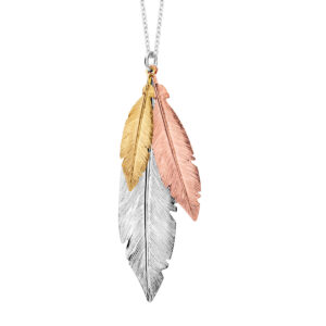 Naszyjnik pozłacany z piórami – kolekcja Bohema