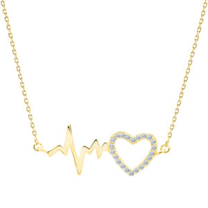 Naszyjnik pozłacany z sercem i cyrkoniami