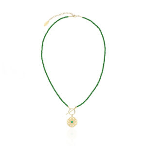 Naszyjnik pozłacany z zielonymi spinelami