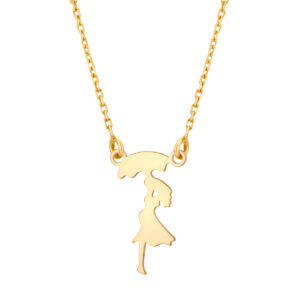 Naszyjnik pozłacany – dziewczynka z parasolką