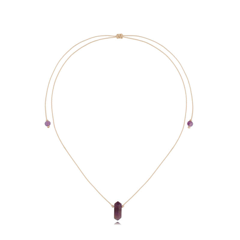Naszyjnik regulowany ze sznurka z ametystem Naszyjnik regulowany ze sznurka z ametystem