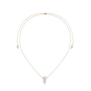 Naszyjnik regulowany ze sznurka z kwarcem różowym